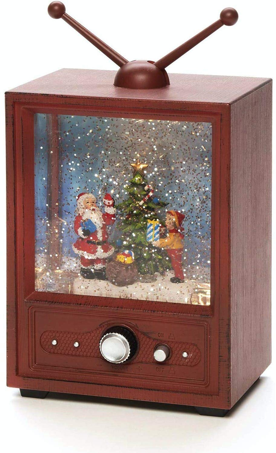 Konstsmide 4372-000 Fernseher mit Weihnachtsmann und Kind Warmweiß LED Bunt waehlbare Energieversor