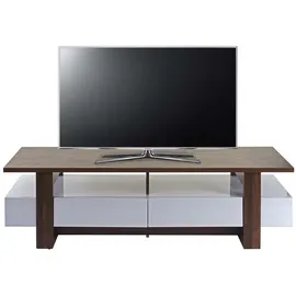 MCW MCW-B51 TV-Rack 150x45x45 cm Walnuss/Weiß Hochglanz Kunststoff