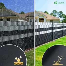 VOUNOT Sichtschutzstreifen 140 x 19 cm Schwarz PVC 80 St.