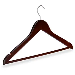 Relaxdays Kleiderbügel Set Holz, 20er Pack Garderobenbügel, Hemden & Hosen, 360° drehbar, Bügel HxB 23 x 44 cm, braun