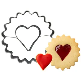 Zenker 2er.Set: Ausstecher "Linzer Herz" in Silber - Ø 5,4 cm