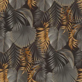 Rasch Textil Vliestapete Dschungel-Motiv 10,05 m x 0,53 m Gold/Schwarz 462043