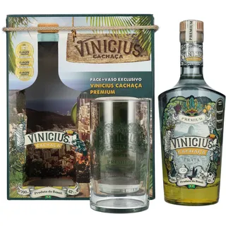 VINICIUS Premium Cachaca Prata 42% Vol. 0,7l in Geschenkbox mit Glas