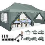 HOTEEL Pavillon 3x6 Mit 6 SeitenwäNden Faltpavillon 3x6 Wasserdicht Stabil Winterfest Partyzelt 3x6 UV-Schutz 50+, Aufbewahrungstasche Mit Rollen, FüR Party Outdoor Garten Hochzeit,Camping,Markt