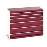 bott cubio Schubladenschrank, Schubladen 2x100 + 2x150 x 2x200 mm, TK je 75 kg, Breite 1.300 mm, purpurrot