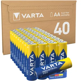 Varta Batterien Industrial Pro, Alkaline Batterie, 1,5V, Vorratspack in umweltschonender Verpackung, Made in Germany [Exklusiv bei Amazon] 40 Stück( 1er Pack)