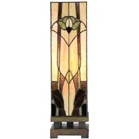 HAES DECO - Tiffany Tischlampe 15x15x54 cm Beige Braun Glas Tiffany Tischlampe