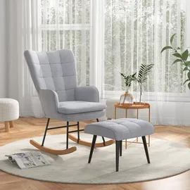 Homcom Schaukelstuhl mit Hocker Polyester, Schaumstoff
