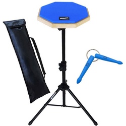 keepdrum Schlagzeug Übungspad DP-BL8 Practice-Pad,mit Stativ, und Schlüssel-Anhänger blau