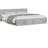 VidaXL Bettgestell mit Kopfteil Betongrau 200x200 cm