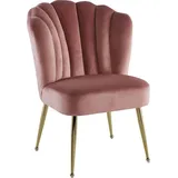 Kayoom Polsterstuhl Stuhl Lalie 125, Rückenlehne im Retro-Stil, ausgefallene Rückenlehne (1 St), Rückenlehne in Muschel-Design, Samtbezug, goldene Metallbeine rosa