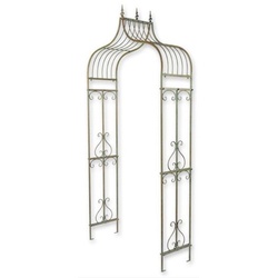 Casa Padrino Jugendstil Rosenbogen Antik Grün 117 x 40 x H. 242 cm - Metall Blumenbogen - Nostalgischer Pflanzenbogen - Barock & Jugendstil Garten Deko Accessoires