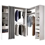 vente-unique Vente-unique-Eckkleiderschrank Kleiderschranksystem - B. 164/214 cm - Weiß & Grau - GONTRAN