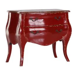 Casa Padrino Barock Kommode Rot / Holzfarben 91 cm - Schrank Möbel