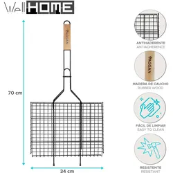 WellHome - Hamburger-Grillrost Schwarz Antihaftbeschichtet 25x34x2,5cm