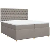 vidaXL Boxspringbett mit Matratze Taupe 200x200 cm Stoff