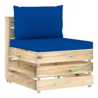 vidaXL Modulares Mittelsofa natur-grün/blau