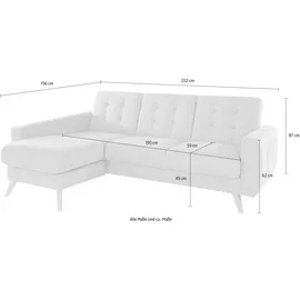 exxpo - sofa fashion Ecksofa EXXPO - SOFA FASHION "Nappa, kompakt und komfortabel, bequem, zeitloses Design, L-Form", lila (purole), B:222cm H:87cm T:156cm, Samtvelours (100% Polyester);Webvelours (100% Polyester), Sofas, Ecksofa, tolle Detailverarbeitung, inkl.