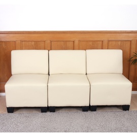 Mendler Modular 3-Sitzer Sofa Couch Lyon, Kunstleder ~ creme, ohne Armlehnen
