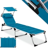 Kesser KESSER® Sonnenliege SUN mit Dach Gartenliege Liegestuhl klappbar Sonnendach Verstellbarer Rückenlehne ergonomisch, gepolsterter Liegefläche, Aluminium Liege Gartenstuhl tragbar Strandliege