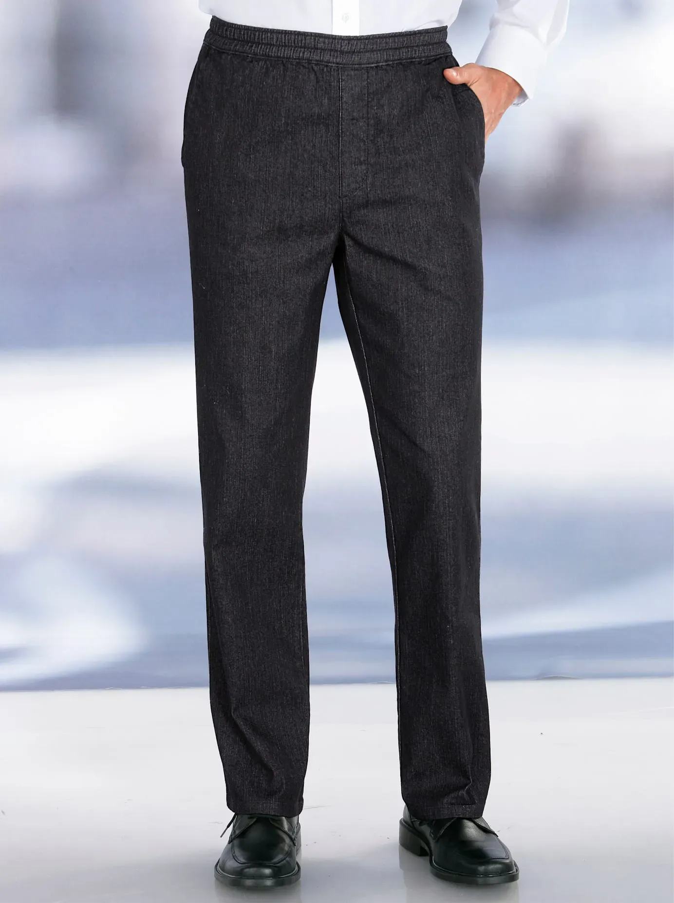 Bequeme Jeans CLASSIC, Herren, Gr. 23, Unterbauchgrößen, schwarz (schwarz, denim), 78% Baumwolle, 20% Polyester, 2% Elasthan, unifarben, lang, Jeans