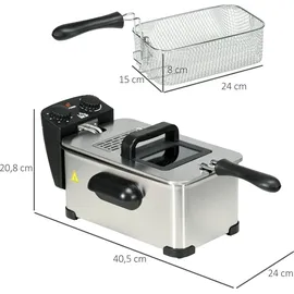 Homcom Fritteuse 3L Edelstahl Silber