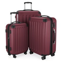 HAUPTSTADTKOFFER - SPREE - 3er Trolley-Set Rollkoffer Reisekoffer, (S, M L) Kofferset 4 Doppel-Rollen, , Burgund