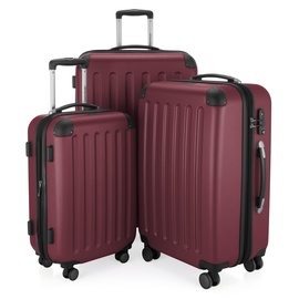 HAUPTSTADTKOFFER - SPREE - 3er Trolley-Set Rollkoffer Reisekoffer, (S, M L) Kofferset 4 Doppel-Rollen, , Burgund
