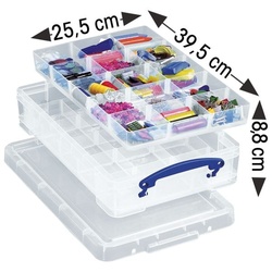 Really Useful Box Ablageboxen-Set mit 2 Einsätzen transparent, 39.5x8.8x25.5 cm