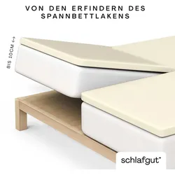 Spannbettlaken SCHLAFGUT "Pure Split-Topper", gelb (gelb light), B:180-200cm L:200-220cm, Jersey-Elasthan, Obermaterial: 95% Baumwolle, 5% Elasthan, Laken, MADE IN GREEN by OEKO-TEX