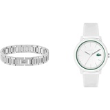 Lacoste Analog Quarzuhr für Herren mit Weisses Silikonarmband - 2011169 Armband mit Knebelverschluss für Herren Kollektion Metropole Verziert mit Petit piqué Muster - 2040117