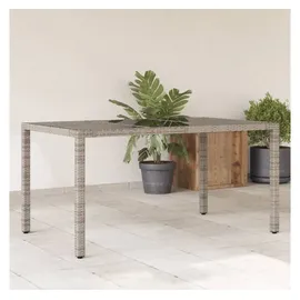 vidaXL Gartentisch mit Glasplatte Grau 150x90x75 cm Poly Rattan