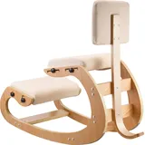 Mophorn Ergonomischer Kniestuhl Mit Gepolsterten Schaumstoffkissen, Stabilem Holzrahmen Und Rückenlehne, Höhenverstellbar Zur Unterstützung Von Nacken Und Rücken, Geeignet Für Zuhause Und Büro, Beige