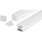 Energmix 2m Alu Schiene Profil mit Milchglas Abdeckung Kanal System für LED-Streifen - H-Profil