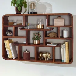 Kadima Design Modernes Wandregal aus Sheeshamholz, Elegantes und funktionales Stauraumwunder. 80x12x55 cm