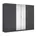 Möbel Drehtürenschrank Kleiderschrank Schrank mit Spiegel Farbe grau metallic Schwarz 271x210x54cm