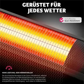 Tectake Infrarotheizstrahler Solaria Horizon 3000W, Aluminiumgehäuse - schwarz - Schwarz