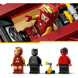 LEGO Marvel Iron Man Auto und Black Panther vs. Red Hulk - Superhelden Spielzeug mit 3 Minifiguren - Inkl. Flugzeug mit Shootern und Dum-E Figur - Geschenkidee für Jungen und Mädchen ab 7 Jahren 76310