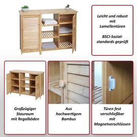 MCW Badezimmerschrank B18 99 x 75 x 33 cm Braun/Bambus