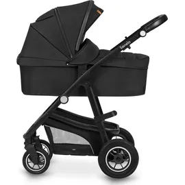 lionelo BIANKA Kinderwagen Autotransporter, Autositz, klappbar, Travel System Rückenlehne, Räder Polsterung, Verdeck XXL-Sc... - Schwarz