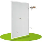 Juskys Fliegengitter mit Alu-Rahmen 130 x 150 cm für Fenster zum Einhängen UV-beständig in Weiß