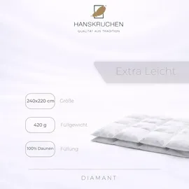 HANSKRUCHEN GmbH Hanskruchen Diamant Daunendecke, 240 x 220 cm, extra Leicht, 100% Daunen, 420 gr.