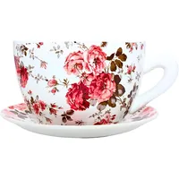 Dekohelden24 Blumentopf, Pflanztasse, Pflanzkübel, Pflanzgefäß, Übertopf aus Keramik bunt
