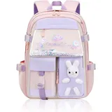 Chagoo Hasen-Rucksack, Kawaii Hasen-Rucksack für Mädchen, Wasserdichter Hasen-Rucksack mit großer Kapazität für die Schule (L, Pink) - L