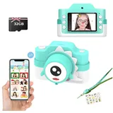 HT Kinderkamera (inkl. Kinder-Digitalkamera 2-Zoll-Kinderkamera 48 Megapixel 1080P, Geschenk für 3-12 Jahre alte Kinder) blau