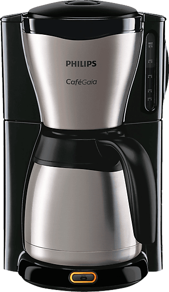 PHILIPS HD7546/20 Café Gaia mit Thermokanne aus Edelstahl, 1,2 Liter, 1000 Watt, Kaffeemaschine Schwarz