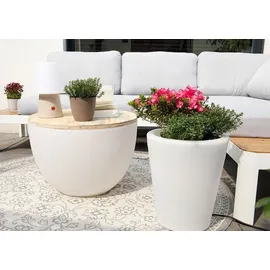 8 seasons design GmbH Blumenkübel beleuchtet Kunststoff 59 x 39 cm inkl. Fernbedienung weiß