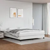 BAZZI Boxspringbett 160 x 200 cm Polsterbett Komplettes Bettset Mit Lattenrost Weiß-17 Kunstleder Jugendbett für Jugendzimmer, Futonbett