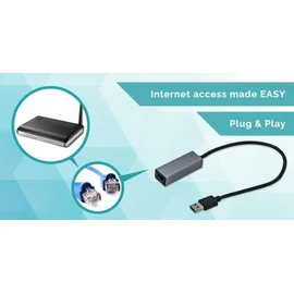 iTEC i-tec USB 3.0 Netzwerk Adapter 0,28m Typ-A zu Gigabit Ethernet St./Bu. grau
