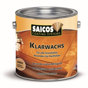 SAICOS Klarwachs, farblos, Spezialanstrich für Harthölzer und Holz in Feuchträumen, 2,5 Liter - Dose